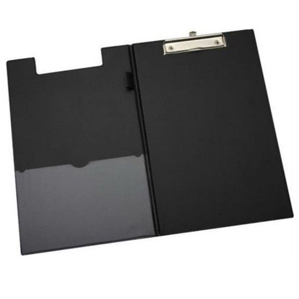 PVC Black A4 Clipfolder double fold and inside pocket