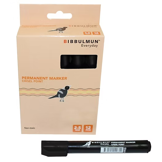 Bibbulmun Permanent Marker 271 – Chisel Point, Black Ink (Box of 12)