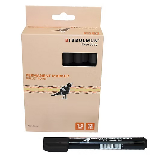BIBBULMUN Permanent Marker Bullet 270 Black – Box of 12