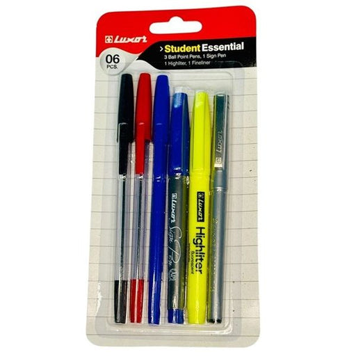 Luxor Student Essential – Pack of 6 Writing & Highlighting Set