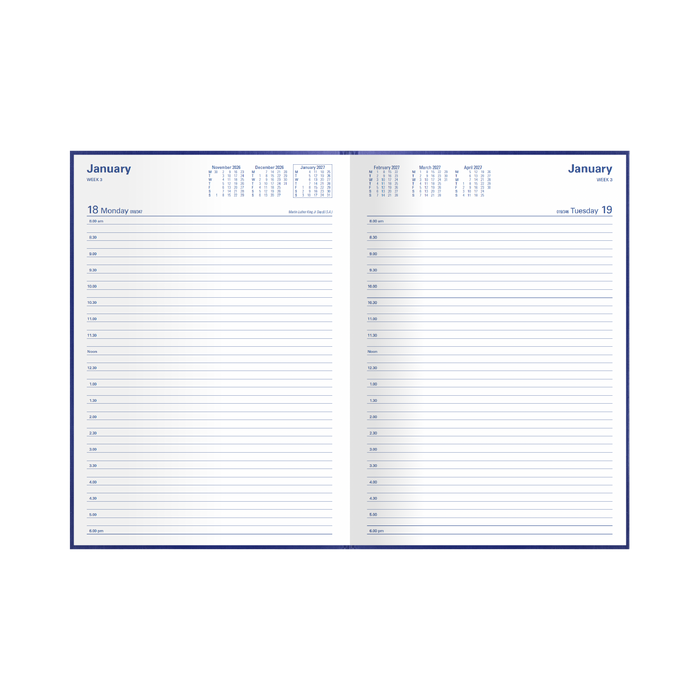 2027 Calendar Year Diary/Planner - 12 Month A4 Day to Page - Hard Cover - Collins Kingsgrove Range