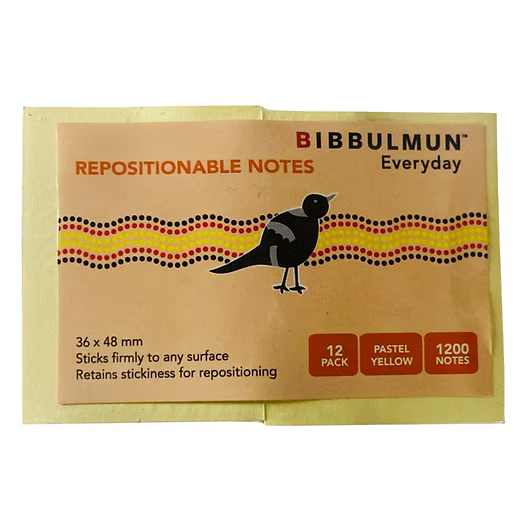 Bibbulmun Repositionable Sticky Notes – 36 x 48mm Pastel Yellow