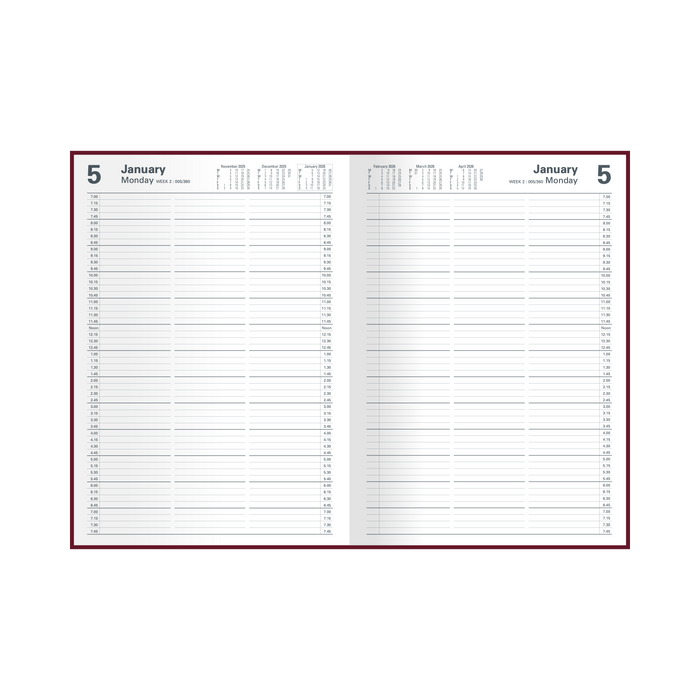 2027 Calendar Year Diary/Planner - 12 Month A4 2 Pages to a Day Diary - Hard Cover - Collins