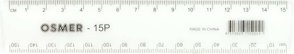 Osmer Plastic Ruler 15cm (Clear)