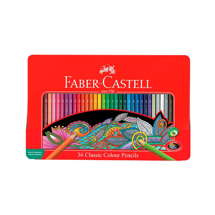 Faber Castell Classic Coloured Pencils Tin - 36 Pack