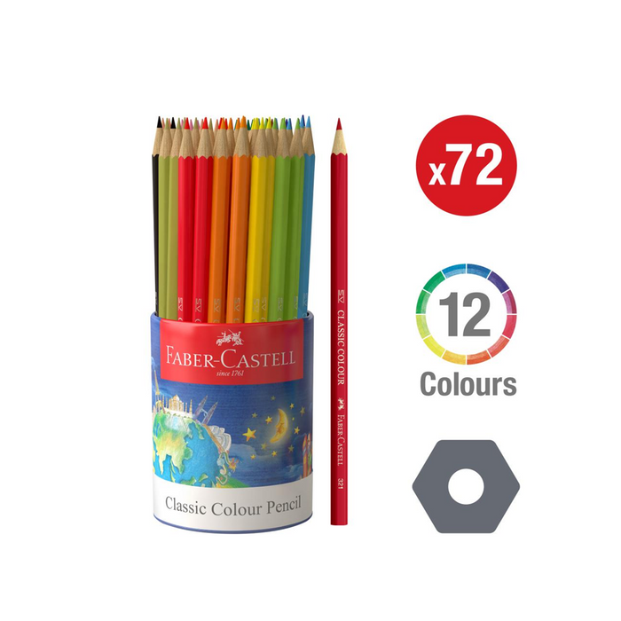 Faber-Castell Classic Colour Pencils Assorted - Cup of 72