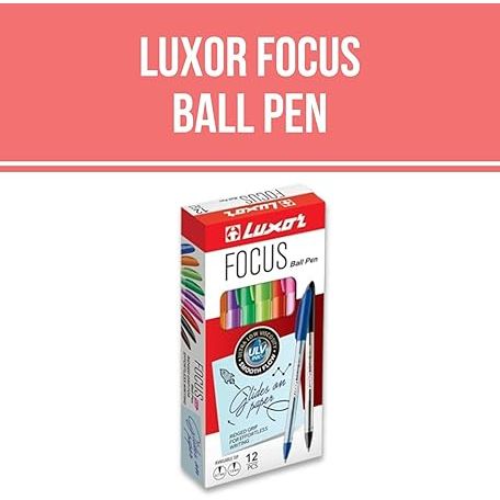 Luxor Focus Ball Pen – Black Ink, 1.0mm Medium Point – Buy in Multiples of 12