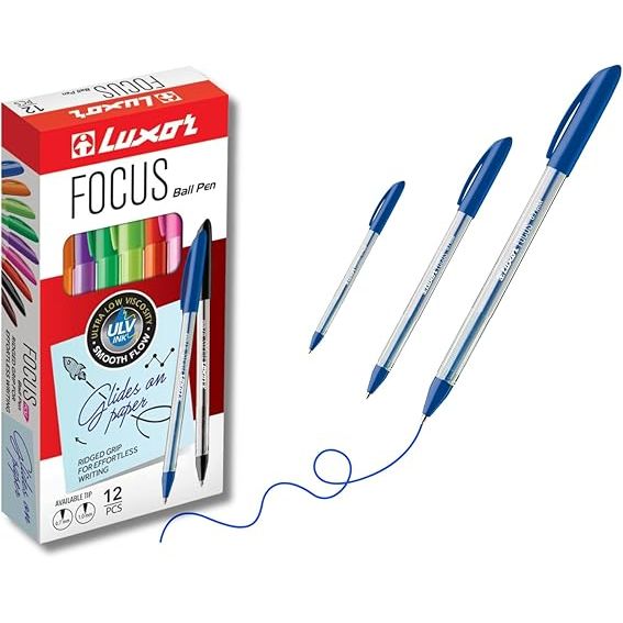 Luxor Focus Ball Pen – Blue Ink, 1.0mm Medium Point – Buy in Multiples of 12