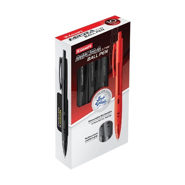Luxor Micra Ball Point Pen, Black, 0.8MM Medium Point