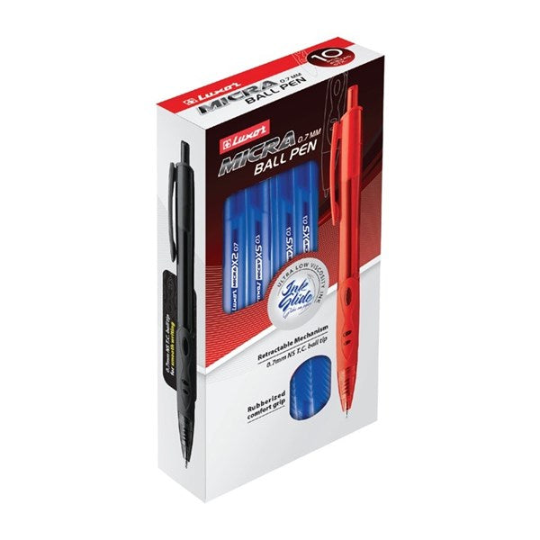 Luxor Micra Ball Point Pen, Blue, 0.8MM Medium Point