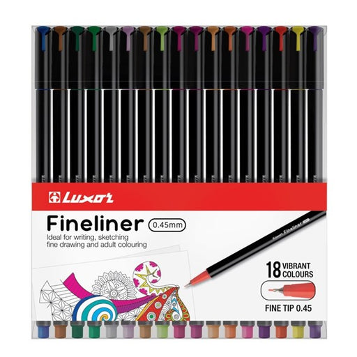 Luxor Fineliner Neo 0.45mm (Pack of 18) – Assorted Colors