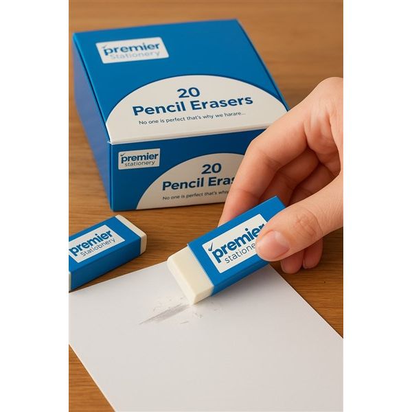 Premier Erasers Pack – 20 Large PVC-Free Erasers