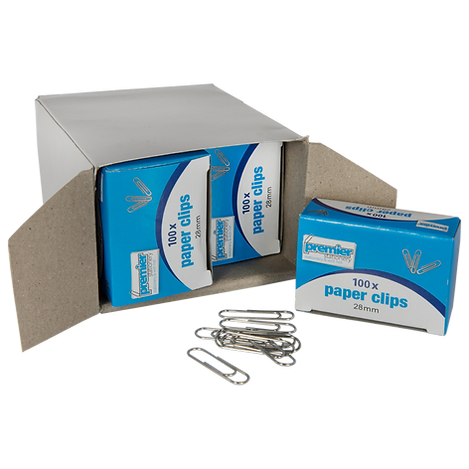 Premier Paper Clips – Silver, 28mm – Box of 100