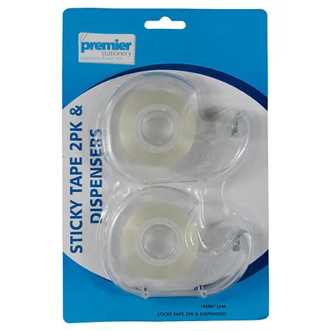 Premier Sticky Tape with Dispenser 18 MM x 33 M - 2 PK
