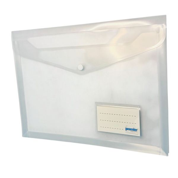 Premier A4 Document Envelope Button Closure, Clear