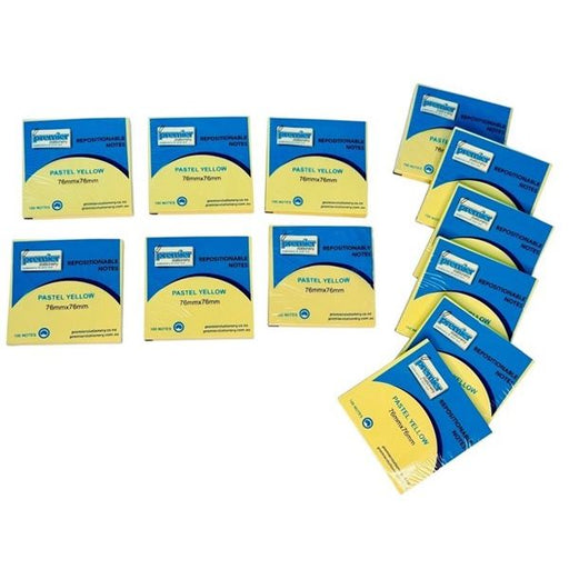 Repositionable Sticky Notes Pastel Yellow 76mm x 76mm - Pack 12 Individually Wrapped Pads