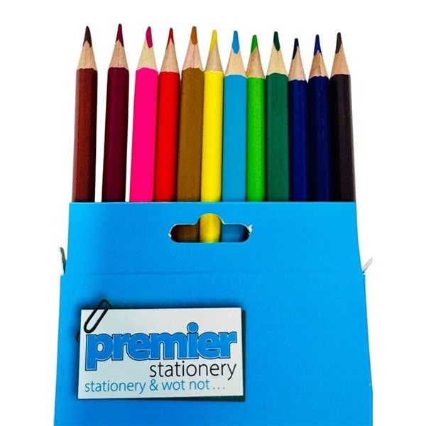 Premier Triangular Colour Pencils – Pack of 12 Assorted Colours, 3mm Lead, Break-Resistant, Eco-friendly plantation timber