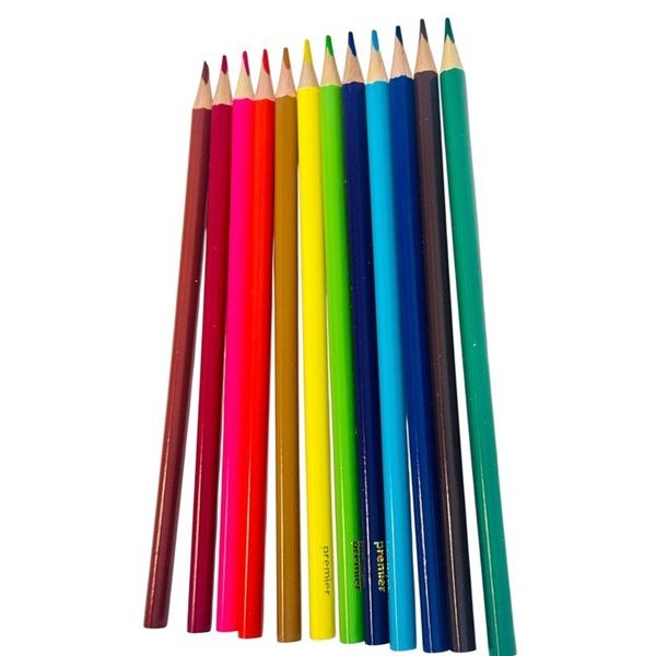 Premier Triangular Colour Pencils – Pack of 12 Assorted Colours, 3mm Lead, Break-Resistant, Eco-friendly plantation timber