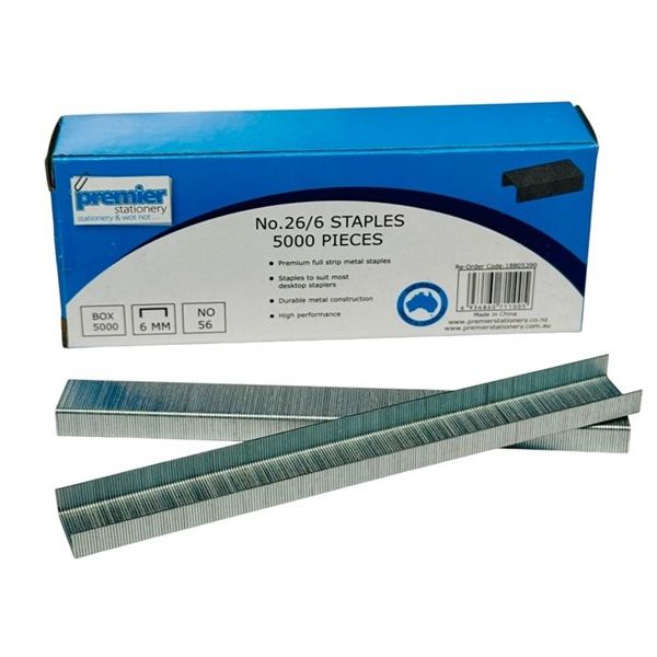 Premier No. 26/ 6 Staples 6MM – Box of 5000