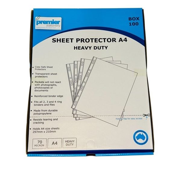 Premier Sheet Protector A4 – Crystal Clear, Heavy Duty, 70 Micron Thickness