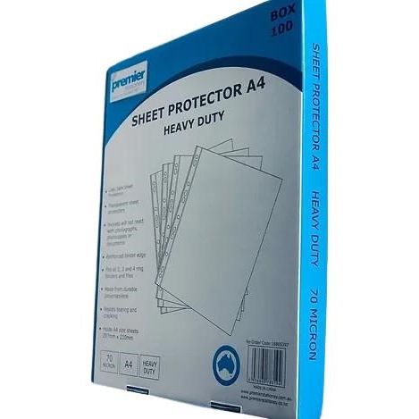 Premier Sheet Protector A4 – Crystal Clear, Heavy Duty, 70 Micron Thickness