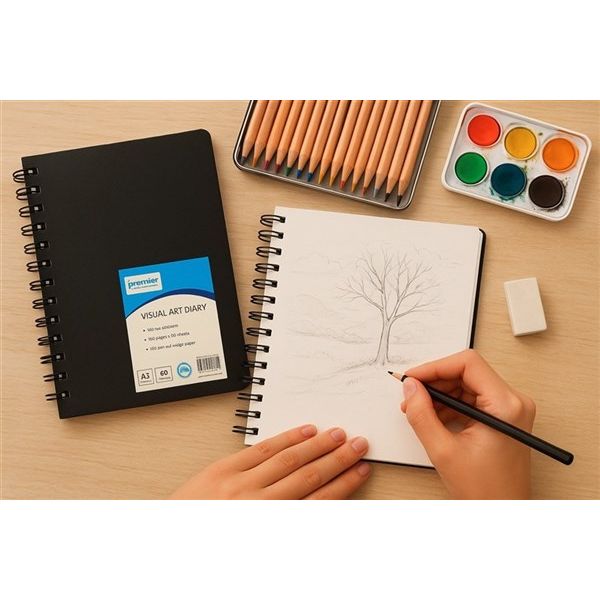 Premier A5 Visual Art Diary – 125gsm Cartridge Paper, 120 Pages