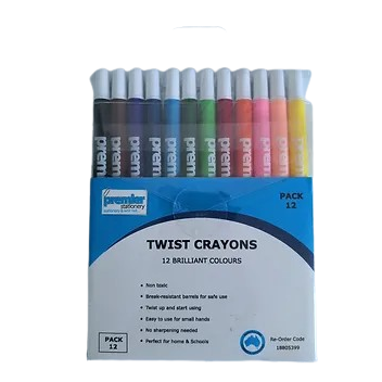 Premier Twist Up Crayons – 12 Brilliant Colours