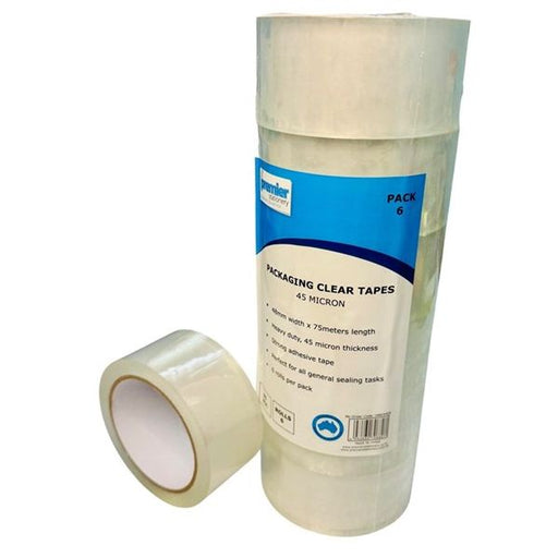 Premier Packaging Clear Tape – 48mm x 75m, 45 Micron, Heavy Duty Adhesive – 6 Roll Tower Pack