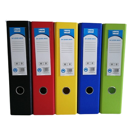 Premier Linen Lever Arch File A4 – 75mm Spine – Assorted Colors – Pack of 5