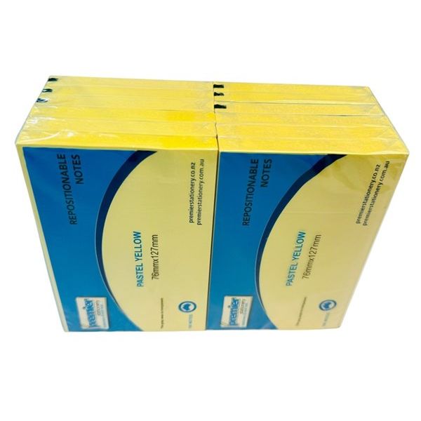 Premier Repositionable Sticky Notes – Pastel Yellow 76mm x 127mm (1200 Sheets Per Pack)