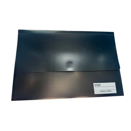 Premier PolyDoc Wallet – Foolscap Size, Made from recyclable, durable polypropylene material, Black, Pack of 10