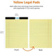 Legal Writing Pads Yellow - Premium Pad Ruled A4 - 50 Leaf 2 Sides Yellow Pack-10