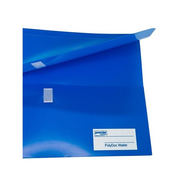 Premier PolyDoc Wallet – Foolscap Size, Made from recyclable, durable polypropylene material, Blue, Pack of 10
