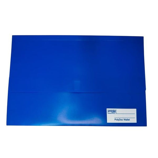 Premier PolyDoc Wallet – Foolscap Size, Made from recyclable, durable polypropylene material, Blue, Pack of 10
