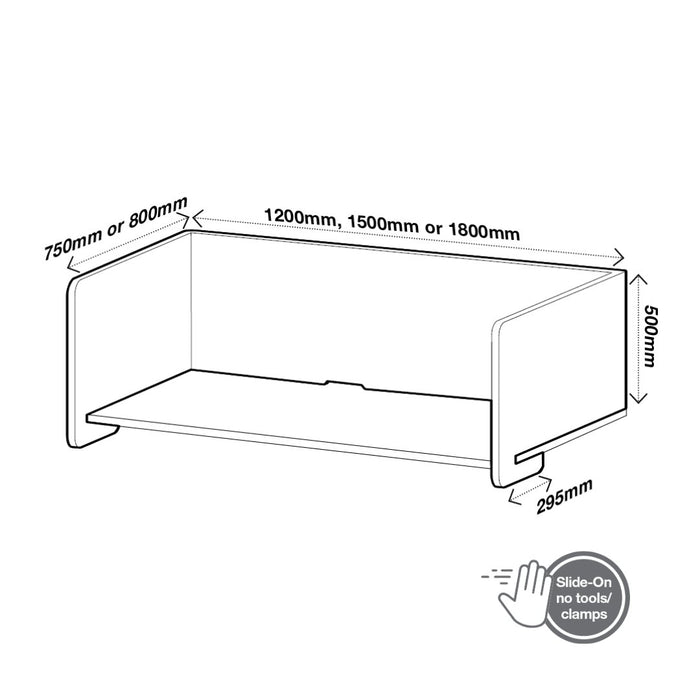 SANA Serenity Desk Screen 24mm Sit-Stand Slider Surround 1200 x 750 x 500mm Altitude