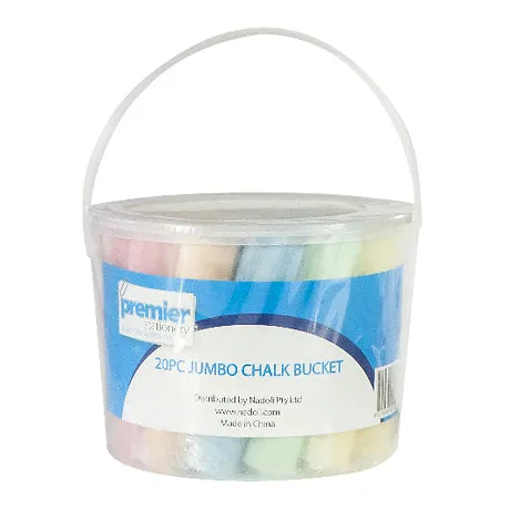 Premier Jumbo Chalk Bucket – 20 Pcs Assorted Colours
