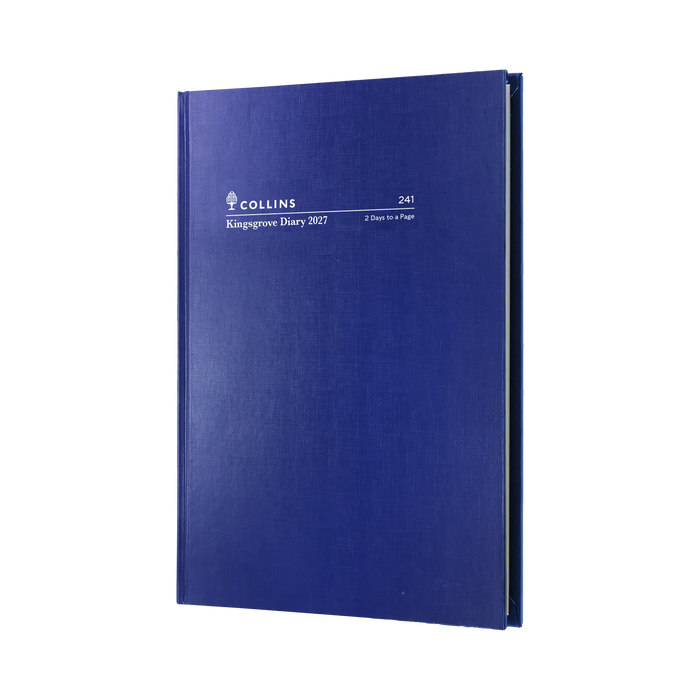 2027 Calendar Year Diary/Planner - 12 Month A4 2 Days to a Page - Hard Cover - Collins Kingsgrove
