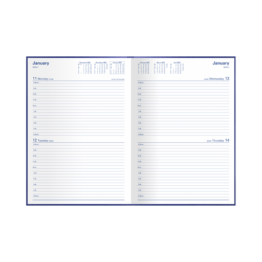 2027 Calendar Year Diary/Planner - 12 Month A4 2 Days to a Page - Hard Cover - Collins Kingsgrove