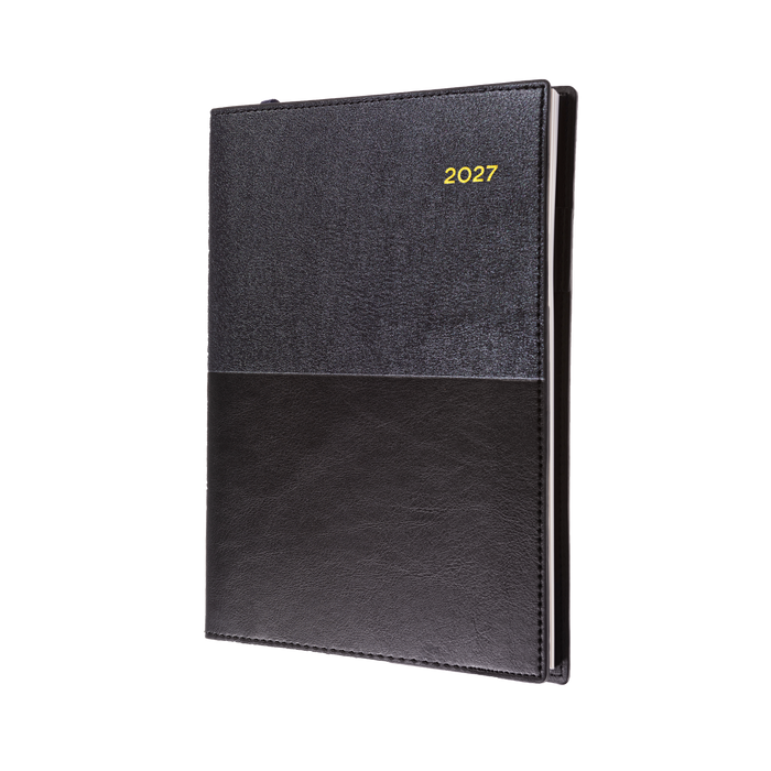 2027 Calendar Year Diary/Planner - 12 Month A4 2 Days to a Page - Soft PU Cover - Collins Vanessa