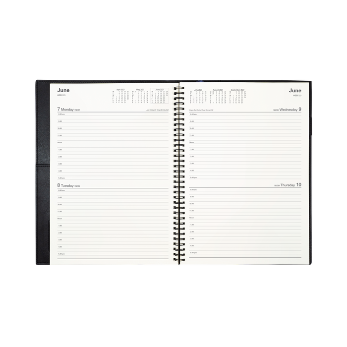 2027 Calendar Year Diary/Planner - 12 Month A4 2 Days to a Page - Soft PU Cover - Collins Vanessa
