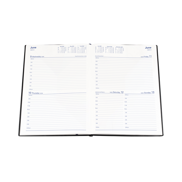 2027 Calendar Year Diary/Planner - 12 Month A4 2 Days to a Page - PVC Cover - Collins Belmont Range