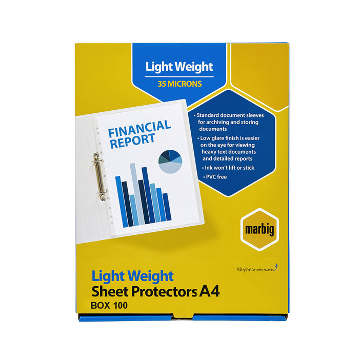 Marbig Lightweight A4 Sheet Protectors - Box 100