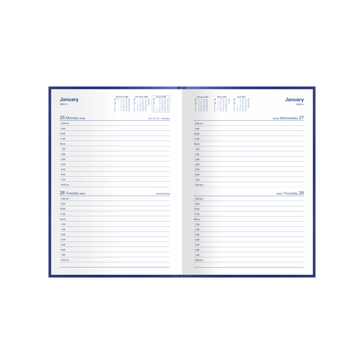 2027 Calendar Year Diary/Planner - 12 Month A5 2 Days to a Page - Hard Cover - Collins Kingsgrove