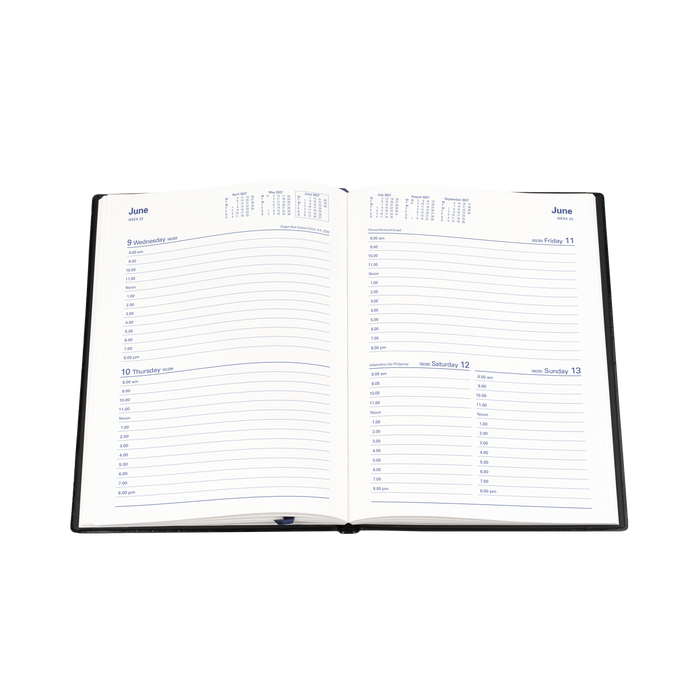 2027 Calendar Year Diary/Planner - 12 Month A5 2 Days to a Page - PVC Cover - Collins Belmont Range