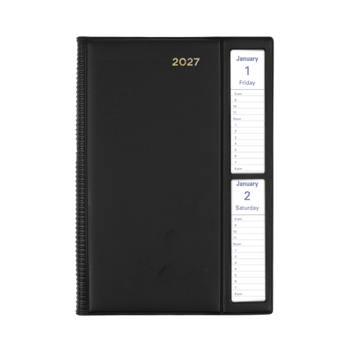 2027 Calendar Year Diary/Planner - 12 Month A5 2 Days to a Page, Windowfaced - PVC Cover - Collins