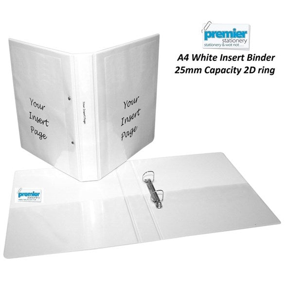 Premier Insert Binder A4 2D 25MM White