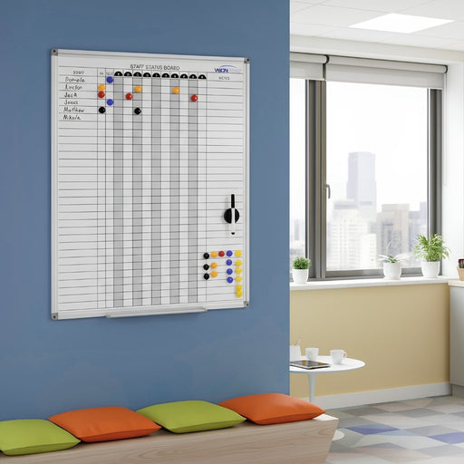 Visionchart Staff Status Whiteboard Planner Standard Frame 737 x 615mm VSB030