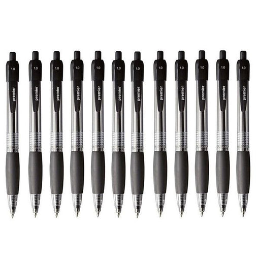 Retractable Ballpoint Pen Medium 1.0mm Black Box 12 - Starting from low 8 Cents Each Pen - Buy in Box 12 pens