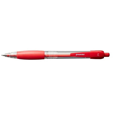 Premier Retractable Ballpoint Pen, Red, Medium 1.0m - Starting from low 8 Cents Each Pen - Buy in Box 12 pens