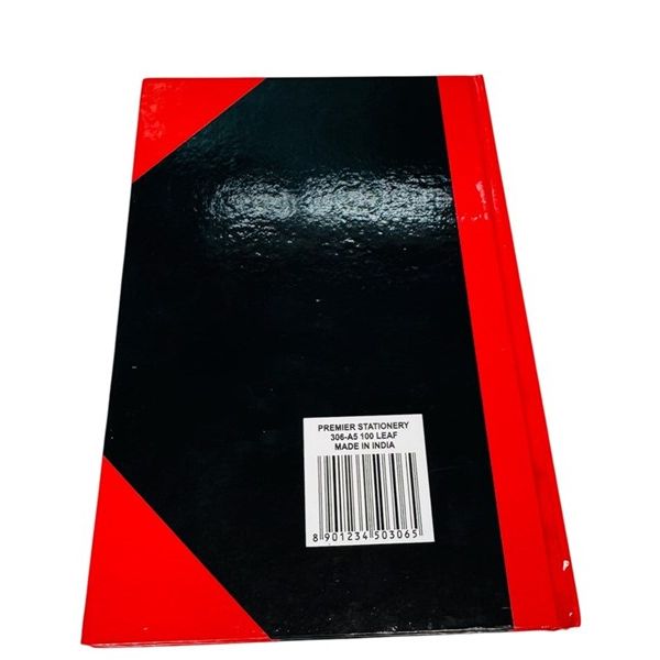 Notebook Hardcover Ruled A5 200 Page Red/Black Ruled pages 100 Leaf Gloss Cover Non-Indexed